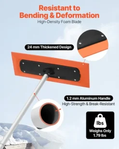 Snöraka för biltak - Snöskrapa med skumblad - 1,2 m Längd - 45 cm Repfritt Skumblad - Halkfritt Handtag - Lätt - Löv- och Skräpborttagning