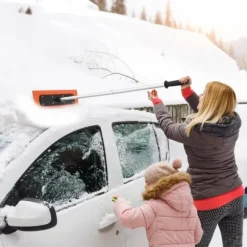 Snöraka för biltak - Snöskrapa med skumblad - 1,2 m Längd - 45 cm Repfritt Skumblad - Halkfritt Handtag - Lätt - Löv- och Skräpborttagning