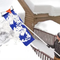 Snöraka för tak - Teleskopisk takskrapa - Räckvidd 1,25–5,24 m - Aluminiumblad 27 cm - Hjul - Glidduk - Lättvikt - För snö, löv & skräp