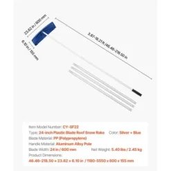 Snöraka för tak, 118-555x60x15,5 cm, Silver, Plastblad