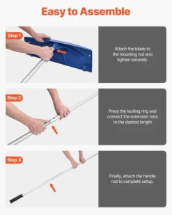 Snöraka för tak/Taksnöskrapa - Teleskopisk - PP-plastblad 60 cm - Räckvidd 1,18–5,55 m - Med hjul - Halkfritt handtag - Lätt - För snö och löv