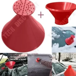 Snöskrapa - TD® - Magisk Kon - Diameter 14,5 cm - Färg Röd - Praktisk och Hållbar