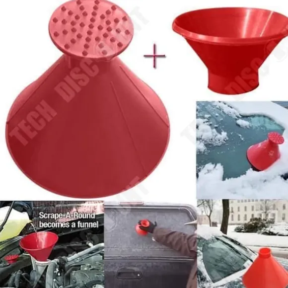 Snöskrapa - TD® - Magisk Kon - Diameter 14,5 cm - Färg Röd - Praktisk och Hållbar