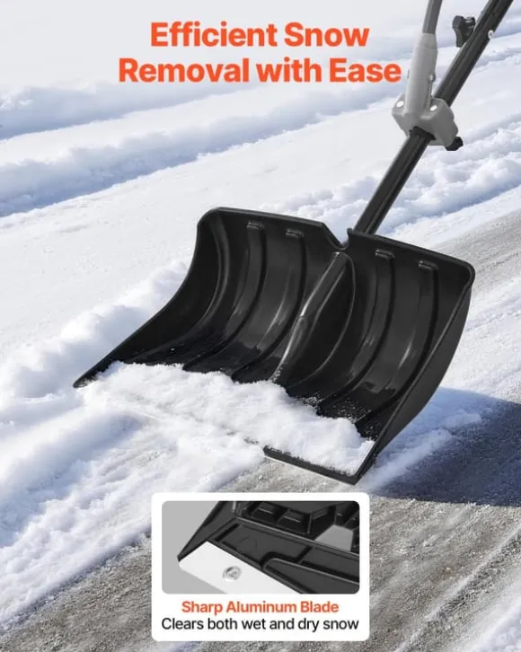 Snöskyffel - Handhållen snöplog - Bladbredd 45,5 cm - D-handtag - Halkfritt grepp - Lätt vikt - Stor kapacitet - För uppfart & utomhus