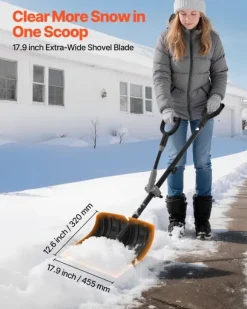 Snöskyffel - Handhållen snöplog - Bladbredd 45,5 cm - D-handtag - Halkfritt grepp - Lätt vikt - Stor kapacitet - För uppfart & utomhus