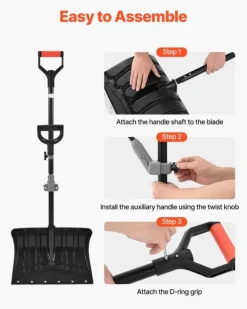 Snöskyffel - Handhållen snöplog - Bladbredd 45,5 cm - D-handtag - Halkfritt grepp - Lätt vikt - Stor kapacitet - För uppfart & utomhus