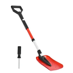 Snöskyffel - Hopfällbar - Blad 22 cm - Justerbar längd 91–102 cm - D-handtag - Lätt aluminiumlegering - Ergonomisk