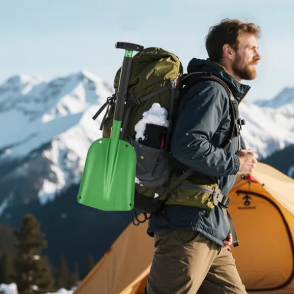 Snöskyffel - Snöplog - Aluminium - 21,5 cm Bredd - T-handtag - Lätt och bärbar - För uppfart, bil, camping - Stor kapacitet