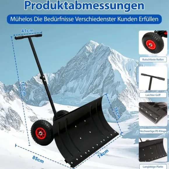 Snöskyffel, Ergonomiskt Handtag, Lätt Manövrering,Manuell, svart