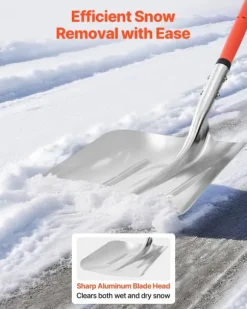 Snöskyffel för uppfart - Snöplogskyffel - 35 cm Bredd - Aluminiumlegering - D-format Handtag - Lättvikt - Stor Kapacitet