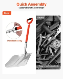 Snöskyffel för uppfart - Snöplogskyffel - 35 cm Bredd - Aluminiumlegering - D-format Handtag - Lättvikt - Stor Kapacitet