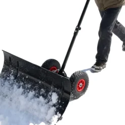 Snöskyffel, Justerbara Höjdinställningar, Integrerade Hjul,Enkelstångsnötskyffel-Svart - Metall