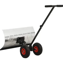 Snöskyffel med hjul - Effektiv snöskottning | Färg: Galvaniserad metall | Storlek: Justerbar 5 vinklar