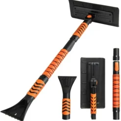 Snöskyffel och isskrapa, 31x15x84-104 cm, orange