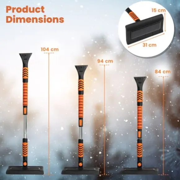 Snöskyffel och isskrapa, 31x15x84-104 cm, orange