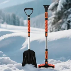 Snöskyffel och snöborste 87x107 cm svart, teleskopisk, plast