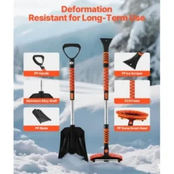 Snöskyffel och snöborste 87x107 cm svart, teleskopisk, plast