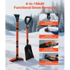 Snöskyffel och snöborste 87x107 cm svart, teleskopisk, plast