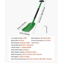 Snöskyffel, 66-81x21,5 cm, Grön, Aluminiumlegering