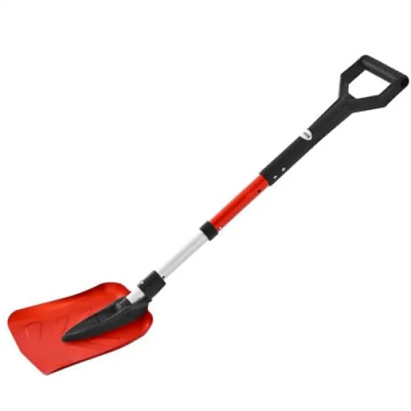 Snöskyffel, 91-102x22 cm, Röd, Fällbart verktyg i aluminiumlegering