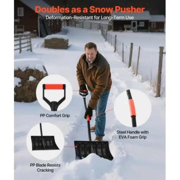 Snöskyffel, 140x42 cm, Svart, Aluminiumblad