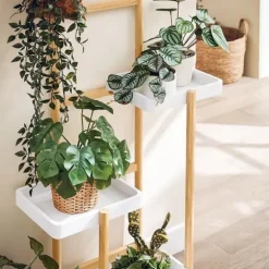 SoBuy Blomställ Växtstativ inomhus hörn trä växt hylla Växthylla STR13-WN