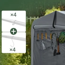 SoBuy Cykeltält | Utetält för cykel & verktyg – Vattentätt förvaringsskjul | Grå 159x219x165cm KLS11-L-DG
