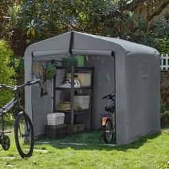 SoBuy Cykeltält | Utetält för cykel & verktyg – Vattentätt förvaringsskjul | Grå 159x219x165cm KLS11-L-DG