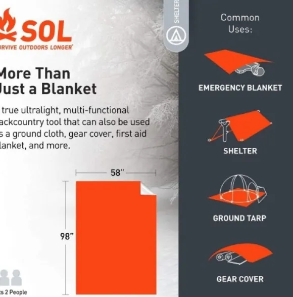 SOL EMERGENCY BLANKET XL, nödfilt värmereflekterande