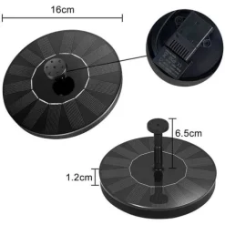 Sol energipump - YUENFONG - 1,4 W - Flöde 180 L/h - Panel 16 cm - 4 sprutlägen