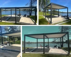 SOL PRO Bioklimatisk Pergola 4 x 4 m i aluminium med automatiskt justerbart tak och LED-belysning – antracitfärgad