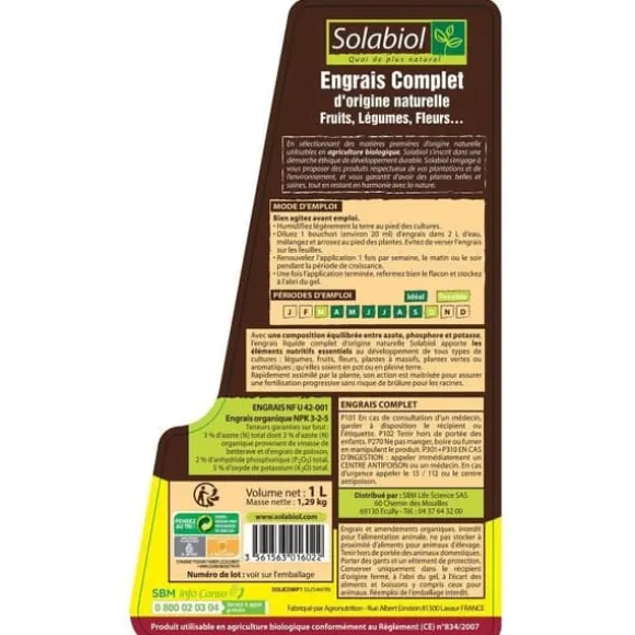 SOLABIOL - Komplett flytande gödselmedel - Chockpris - 1 L burk - UAB