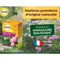 SOLABIOL SORHOY15 Gödselmedel för hortensia, rhododendron, azaleor och kamelia 100 % ekologiskt | Långvarig verkan, 1,5 kg