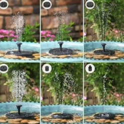 Solar Bird Bath Fountain Pump, Solar Fountain Pump för Fågelbad med 6 munstycken, Solar Powered Water Fountain Pump för trädgård, dammar, pool