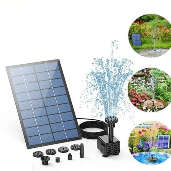 Solar Fountain Water Fountain 2.5W - Vattenfontän solcellsdriven med 6 Munstycken-Sol Fontänpump