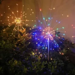 SOLAR Trädgårdslampa FÄRGGLADA Fyrverkerier upp till 200 LED JULFEST
