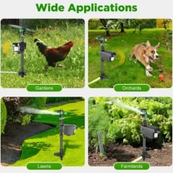 Solcellsdriven djurskrämma - Rörelseaktiverad sprinkler - Sprutvinkel 0–270° - IPX4 Stänkskydd - ABS-material - Vikt 0,8 kg - För trädgård