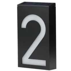 Solcellsdriven LED-adressnummerskylt för utomhusbruk (nummer 2)