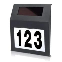 Solcellsdörrskylt - YUENFONG - Husnummer - Rostfritt stål - LED - Skymningsbrytare