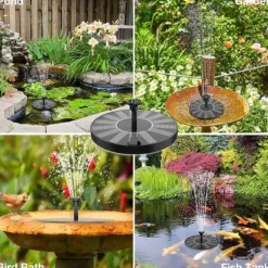 Solcellsfontän – Solcellsdriven Fontän för Fågelbad 16cm