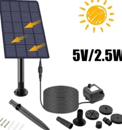 Solcellsmonterad fyrkantig delad fontän utomhusgård stenvattenvisningsdekoration