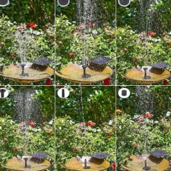 Solcellsmonterad fyrkantig delad fontän utomhusgård stenvattenvisningsdekoration