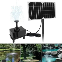 Solcellspump - YUENFONG - 5W - Flöde 280 L/h - Panel 16 cm - 4 spraylägen