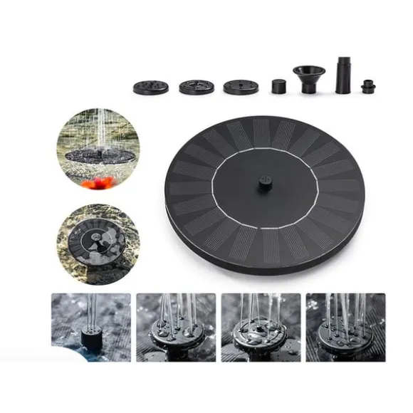 Soldriven Vattenfontän med Utbytbara Munstycken - 18 cm