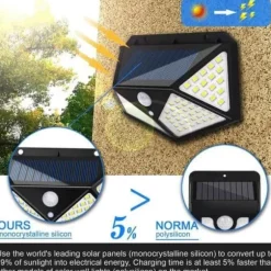 Solenergi Lampa - Icke specificerad - 100 LED - Rörelsedetektor - Vattentålig IP65 - Trädgård 4 Pack