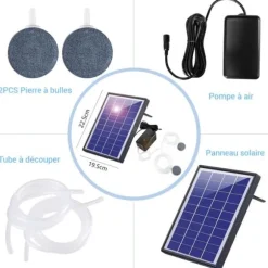 Solenergidrift PATIONOVA 6W 0,8L/min - med syreatom och luftbubbla-sten - solbelyst fontänluftare för trädgårdsdamm