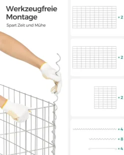 SONGMICS trådkorg 100 x 30 x 30 cm, 2-pack, silver