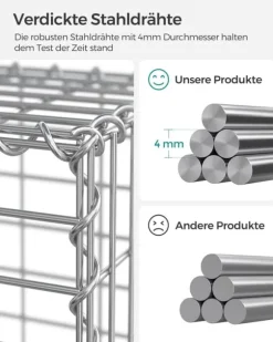 SONGMICS trådkorg med 5 x 10 cm maskstorlek, 3-pack, silver