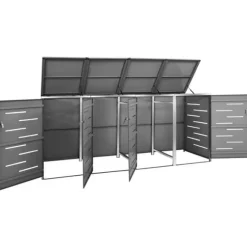 Sopkärlsskjul i rostfritt stål - Robust och stilrent | Storlek: 276,5x77,5x112,5 cm