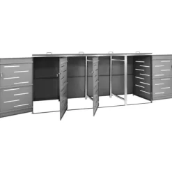 Sopkärlsskjul i rostfritt stål - Robust och stilrent | Storlek: 276,5x77,5x112,5 cm